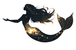 Cosmic mermaid silhouette on clear background png