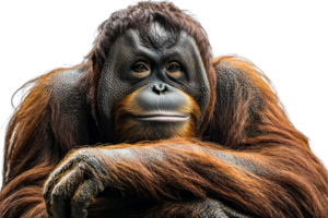 Orangutan relaxing with a thoughtful expression png