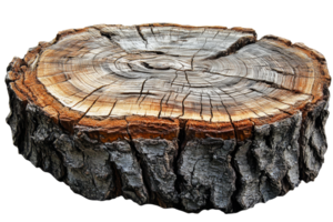 Rustic wood log slice with detailed grain patterns png
