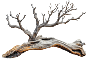 Unique weathered tree branch on transparent background png