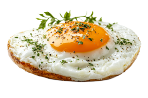 Delicious fried egg with herbs on a toasted slice png