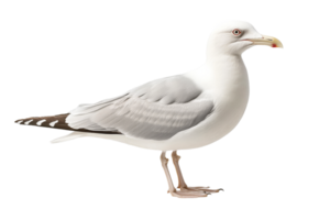 Seagull standing on a shore with white feathers png