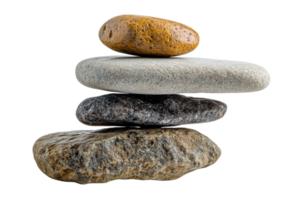 Balanced stack of smooth stones with transparent background png