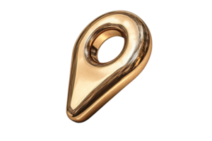 Golden location marker with a smooth design png