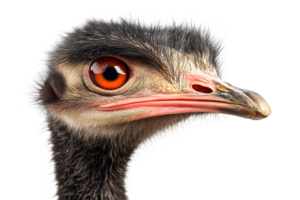 Emu head with orange eyes on transparent bg png
