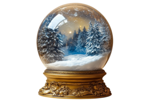 Snow globe featuring a winter landscape with pine trees png