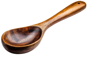 Wooden spoon with smooth finish and curved bowl png