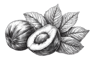 Elegant fresh figs with leaves on plain background png