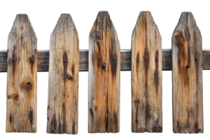 Wooden fence panels with natural weathered texture png