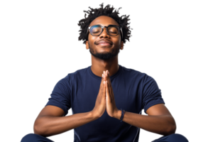 Individual practicing mindfulness meditation in calm setting png