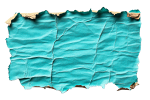 Crumpled turquoise paper with torn edges displayed png