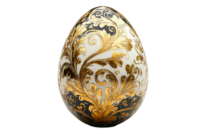 Decorative egg with intricate gold and black design png