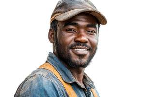 Smiling worker with cap on transparent background png