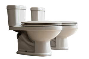 deux moderne toilettes avec une lisse conception sur une blanc Contexte png