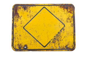 Rusty yellow warning sign with a transparent background png