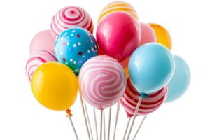 Colorful balloons for events on clear background png