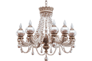 Elegant chandelier with pearls and intricate design png