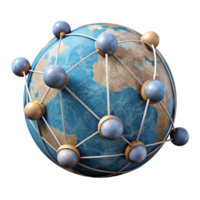 serene contemporary Network Nodes Connected Globally Transparent Background premium png