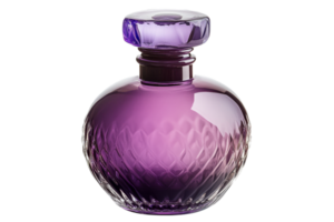 Elegant perfume bottle with purple gradient design png