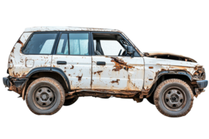 Old rusty SUV with transparent background for design png