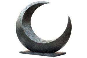 Abstract crescent sculpture with textured surface design png