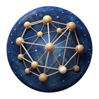 magnificent creative Neural Connections Graphic Isolated with Dark Blue Background high resolution png