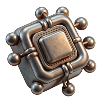 elegant abstract Neural Interface Connector Metallic Render Isolated Element professional png