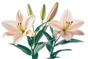 Beautiful lilies with buds on a transparent background png