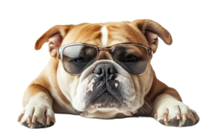 Bulldog in sunglasses on transparent background png