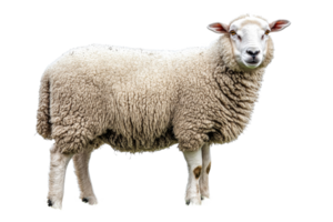Sheep standing on a transparent background with fluffy wool png