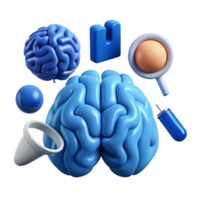 serene minimalist Neurological Research Icon Set Blue Tone Cutout high resolution png