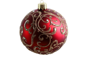 Elegant red Christmas ornament with gold design png