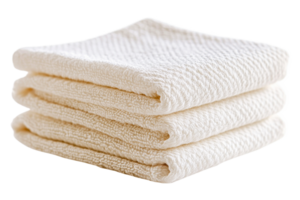 Soft white towels stacked neatly for home use png