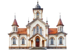 Beautiful church architecture with transparent background png
