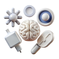 magnificent vintage Neurotech Research Icon Set White Icons Cutout professional png