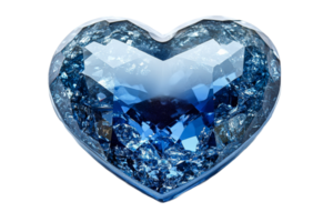 Blue heart shaped crystal with a transparent background png