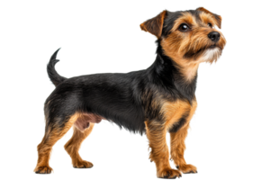 Cute small dog standing with alert expression png