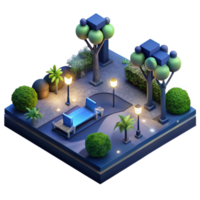 beautiful rustic Nighttime View of City Park with Illuminated Pathways Cutout with Dark Blue Background professional png