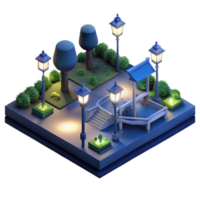 stunning abstract Nighttime View of City Park with Illuminated Pathways Cutout with Dark Blue Background authentic png