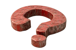 Unique red question mark with a textured surface png