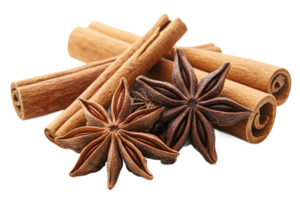 Cinnamon sticks and star anise on a transparent background png