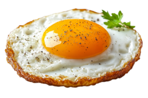 Perfectly cooked fried egg with golden yolk and herbs png