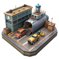 extraordinary artistic Ocean City Submarine Docking Bay with Vehicles Isolated exclusive png