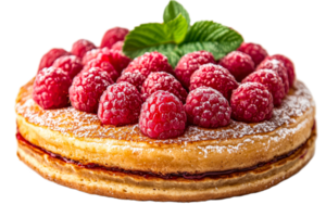 Delicious raspberry cake with powdered sugar and mint png