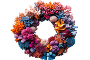 Colorful coral wreath decoration for ocean themed spaces png