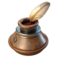 wonderful rustic Old Fashioned Inkwell Levitating Transparent Background original png