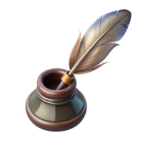 dramatic abstract Old Fashioned Quill Pen Writing on Invisible Parchment Transparent Background professional png