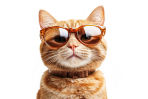 Cat wearing stylish sunglasses in bright light png
