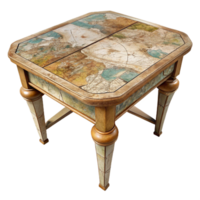 stunning creative Old Maps Decoupage Table Transparent Background original png