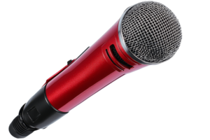 Red microphone with transparent background for performances png